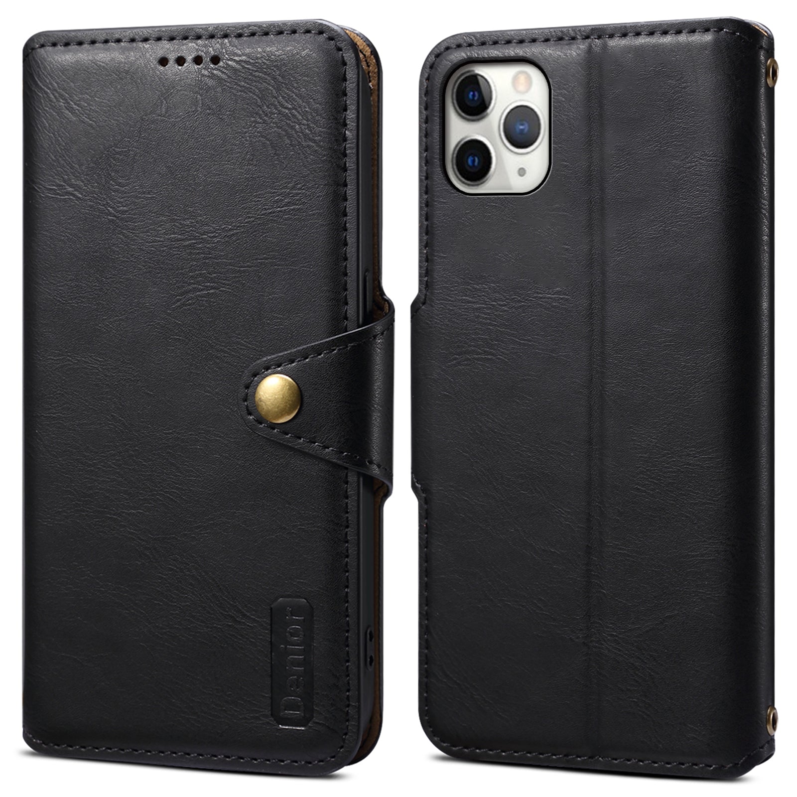 DENIOR For iPhone 11 Pro Max Leather Case Cowhide Texture Stand Cell Phone Cover DENIOR For iPhone 11 Pro Max Leather Case Cowhide Texture Stand Cell Phone Cover